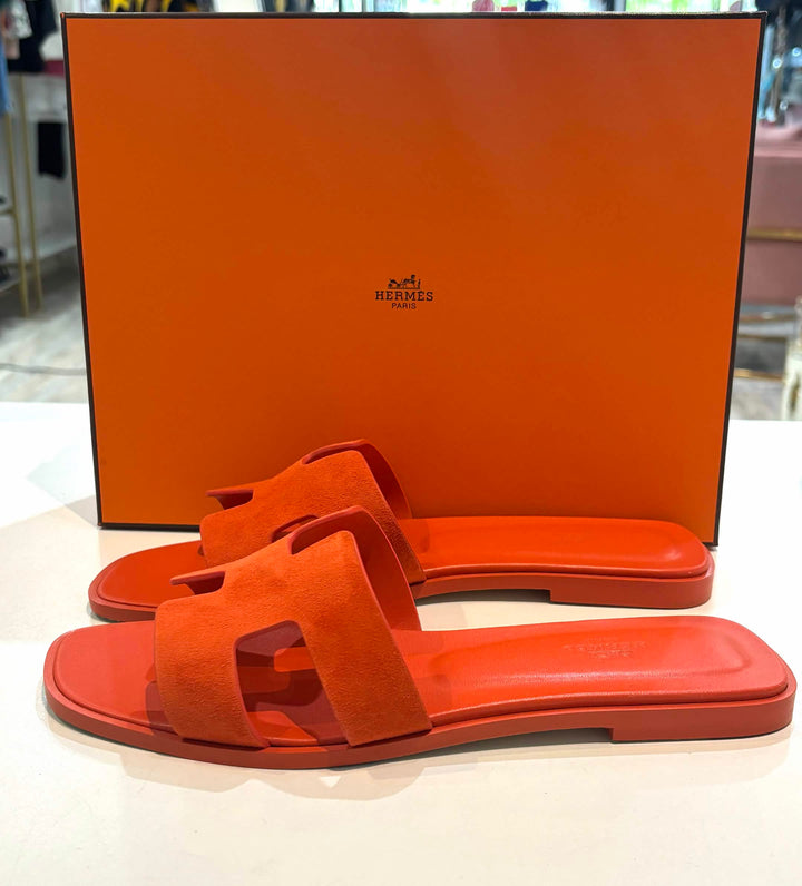 HERMÈS H ORAN SUEDE GOATSKIN MULES