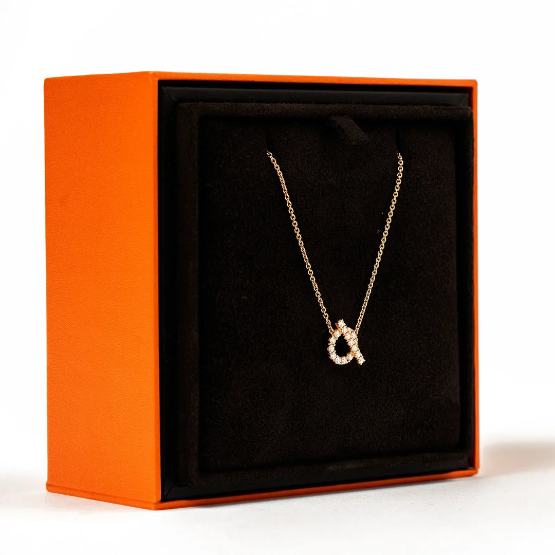 HERMÈS FINESSE PENDANT 18K ROSE GOLD DIAMOND NECKLACE