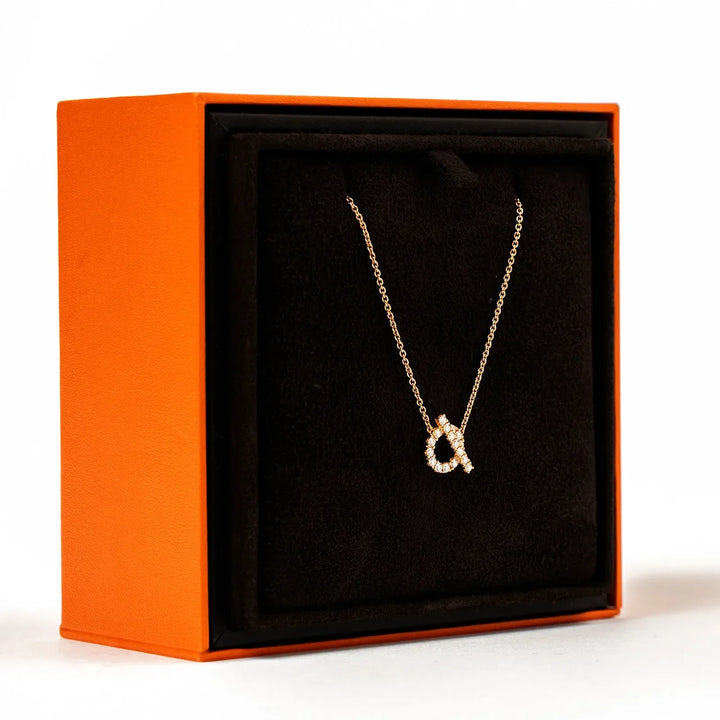 HERMÈS FINESSE PENDANT 18K ROSE GOLD DIAMOND NECKLACE