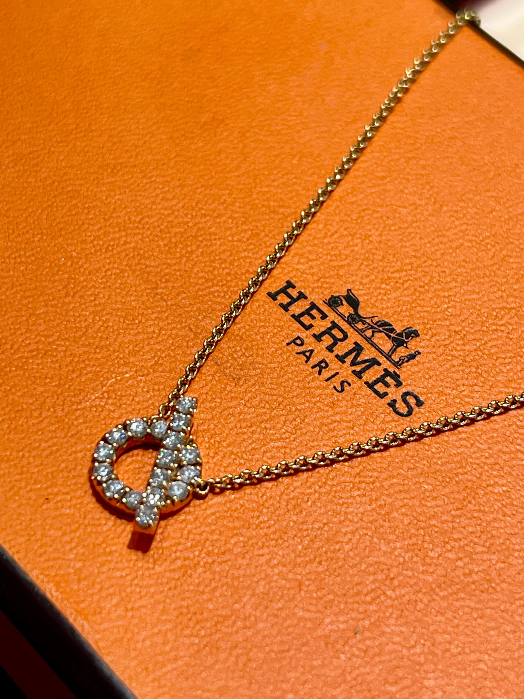 HERMÈS FINESSE PENDANT 18K ROSE GOLD DIAMOND NECKLACE