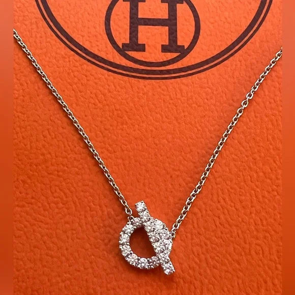 HERMÈS FINESSE PENDANT 18K ROSE GOLD DIAMOND NECKLACE