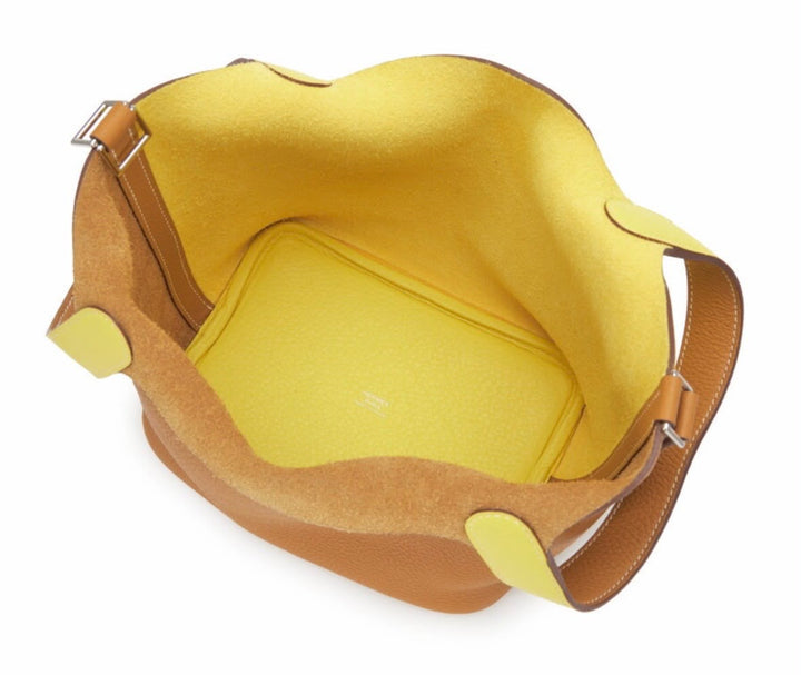 HERMÈS BI-COLOR CLÉMENCE LEATHER PICOTIN CASAQUE LOCK 18 BUCKET BAG