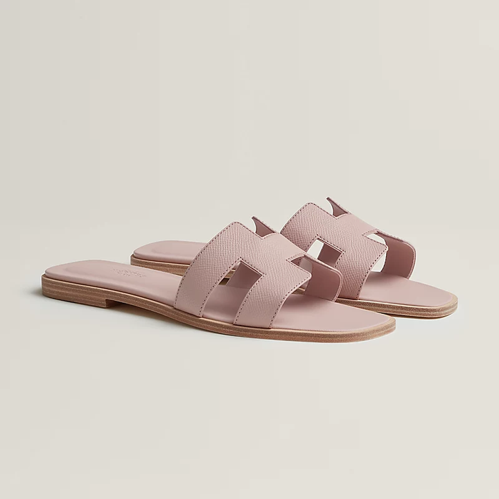 HERMÈS PINK LEATHER ORAN SANDALS