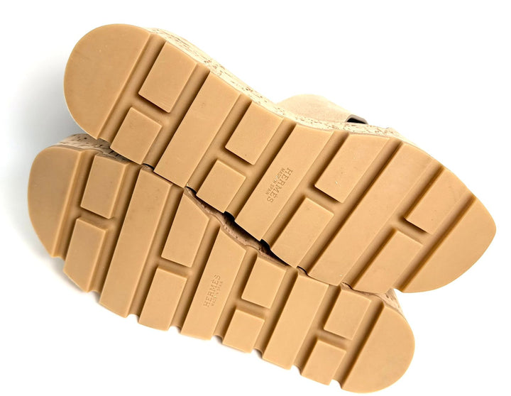 HERMÈS SUEDE GOATSKIN CORK EZE 30 MULES