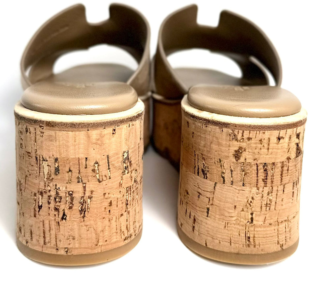 HERMÈS SUEDE GOATSKIN CORK EZE 30 MULES