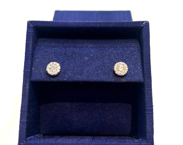 HEARTS ON FIRE 18K WHITE GOLD TESSA CIRCLE DIAMOND CLUSTER STUD EARRINGS