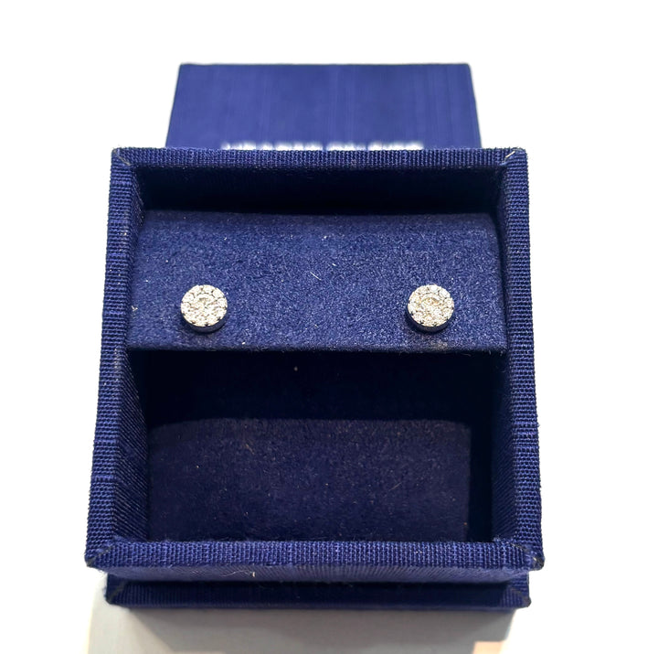 HEARTS ON FIRE 18K WHITE GOLD TESSA CIRCLE DIAMOND CLUSTER STUD EARRINGS