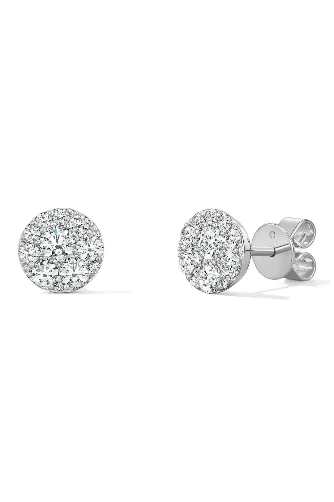 HEARTS ON FIRE 18K WHITE GOLD TESSA CIRCLE DIAMOND CLUSTER STUD EARRINGS