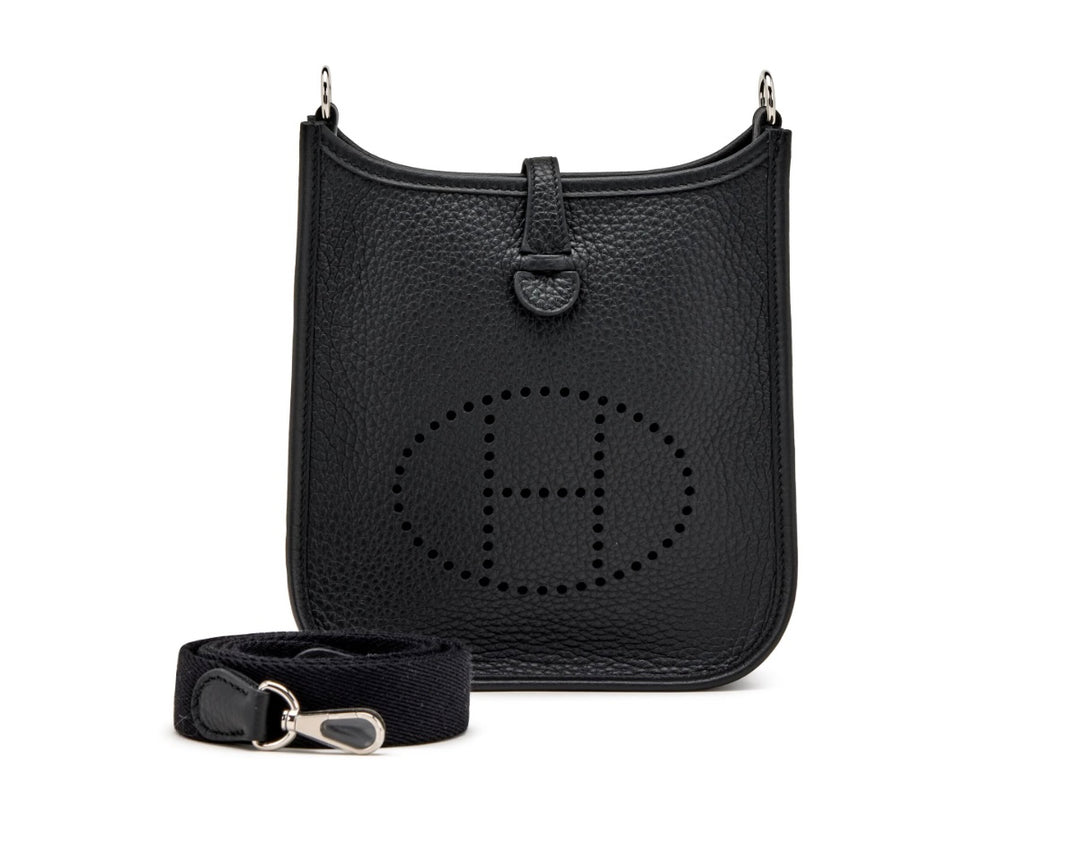 HERMÈS CLEMENCE MINI EVELYN TPM CROSSBODY BAG IN NOIR