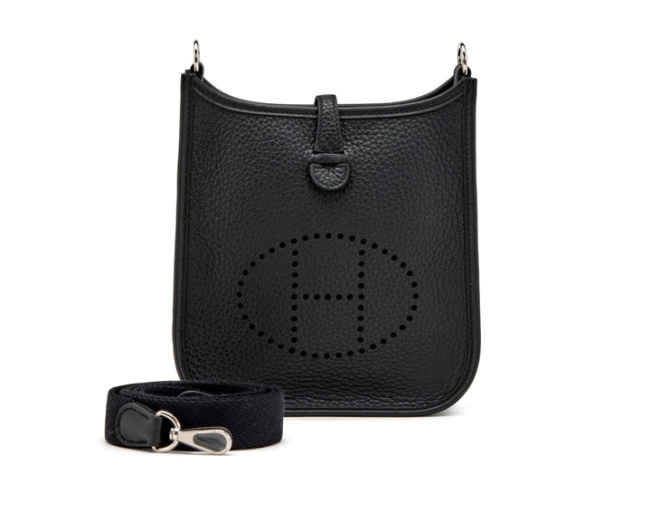 HERMÈS CLEMENCE MINI EVELYN TPM CROSSBODY BAG IN NOIR