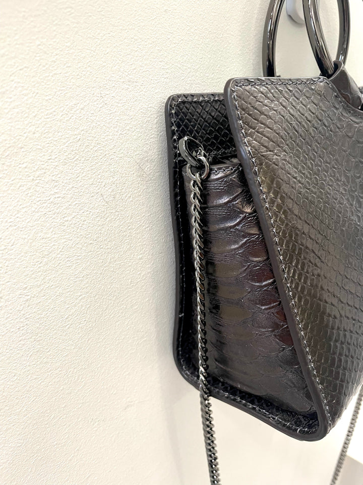 HENRI BENDEL MARQUIS SNAKE EMBOSSED MINI SATCHEL BAG