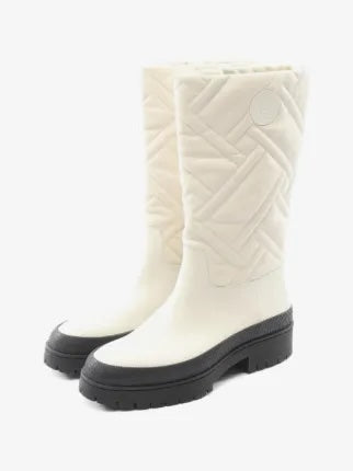 HERMÈS MOSAÏQUE FUJI QUILTED GOATSKIN LEATHER BOOTS IN BEIGE GLAISE