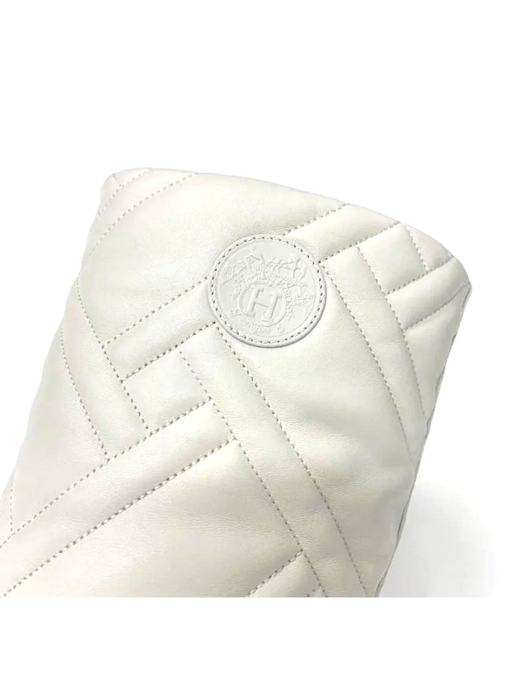 HERMÈS MOSAÏQUE FUJI QUILTED GOATSKIN LEATHER BOOTS IN BEIGE GLAISE