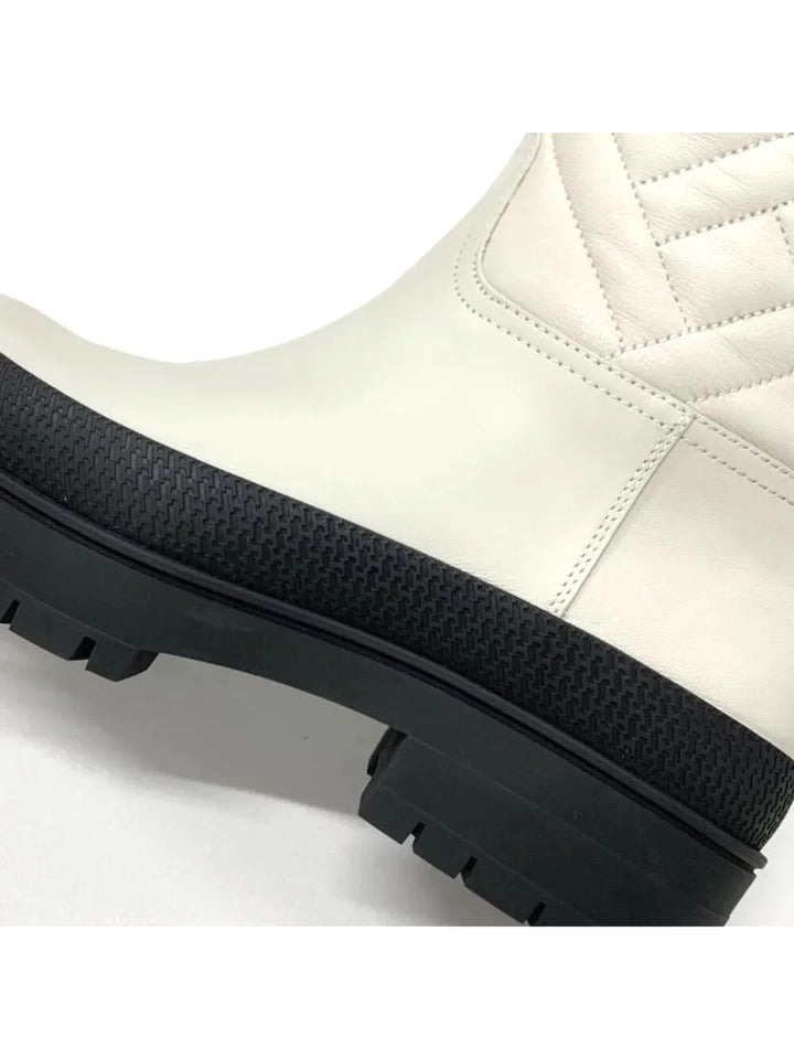 HERMÈS MOSAÏQUE FUJI QUILTED GOATSKIN LEATHER BOOTS IN BEIGE GLAISE