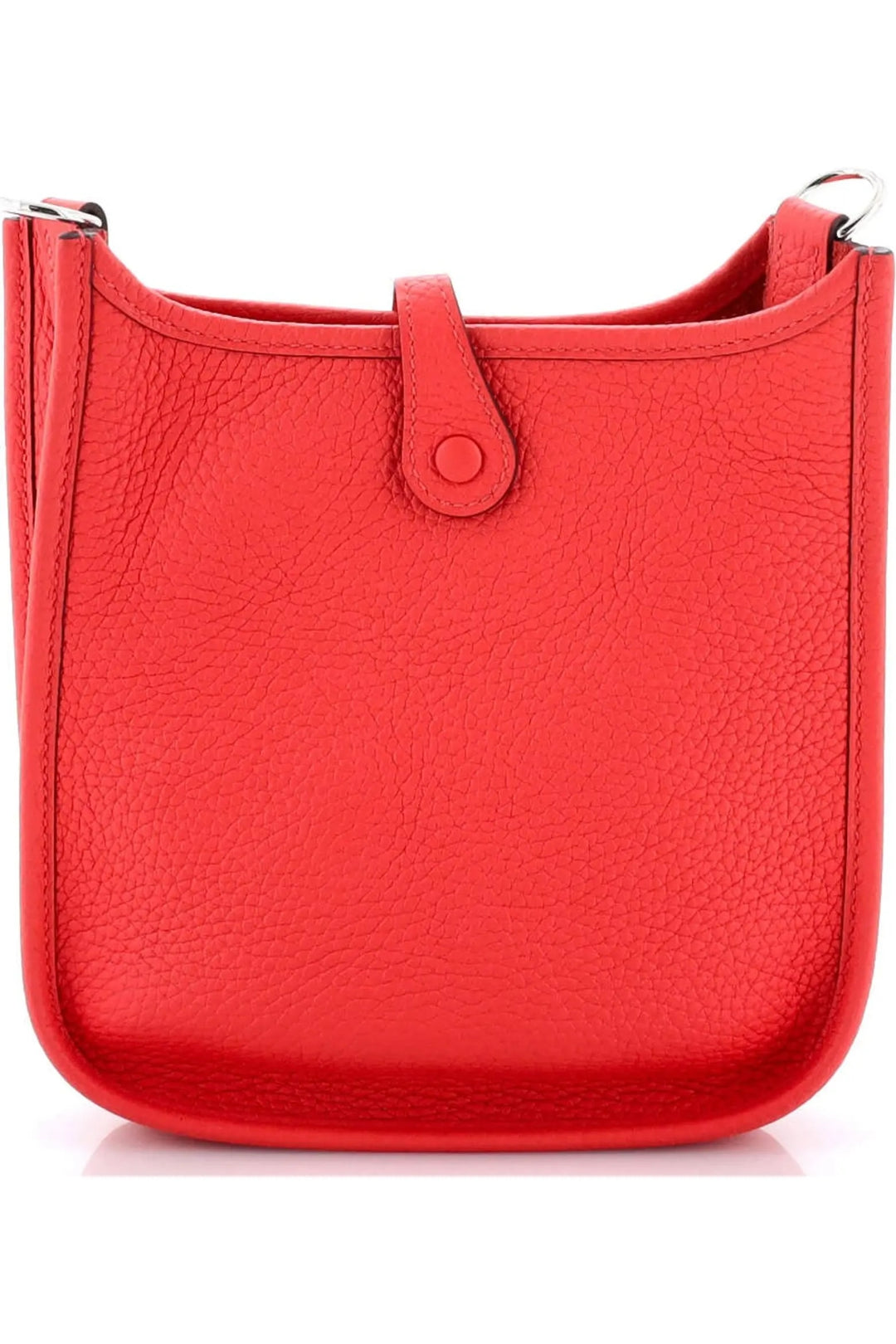 HERMÈS MINI EVELYNE CLÉMENCE LEATHER CROSSBODY BAG IN ROUGE PIVOINE