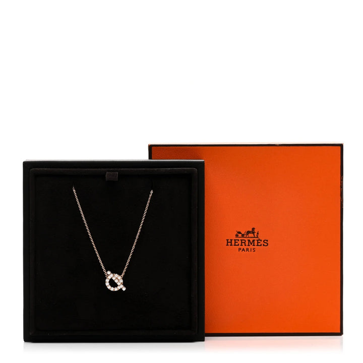 HERMÈS FINESSE PENDANT 18K ROSE GOLD DIAMOND NECKLACE