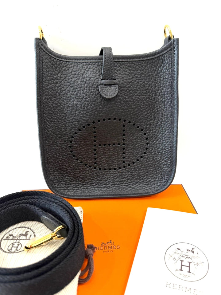 HERMÈS EVELYNE 16 AMAZONE TAURILLON CLEMENCE LEATHER CROSSBODY BAG IN NOIR
