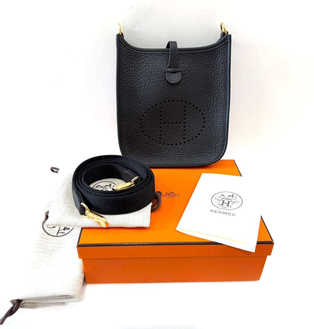 HERMÈS EVELYNE 16 AMAZONE TAURILLON CLEMENCE LEATHER CROSSBODY BAG IN NOIR