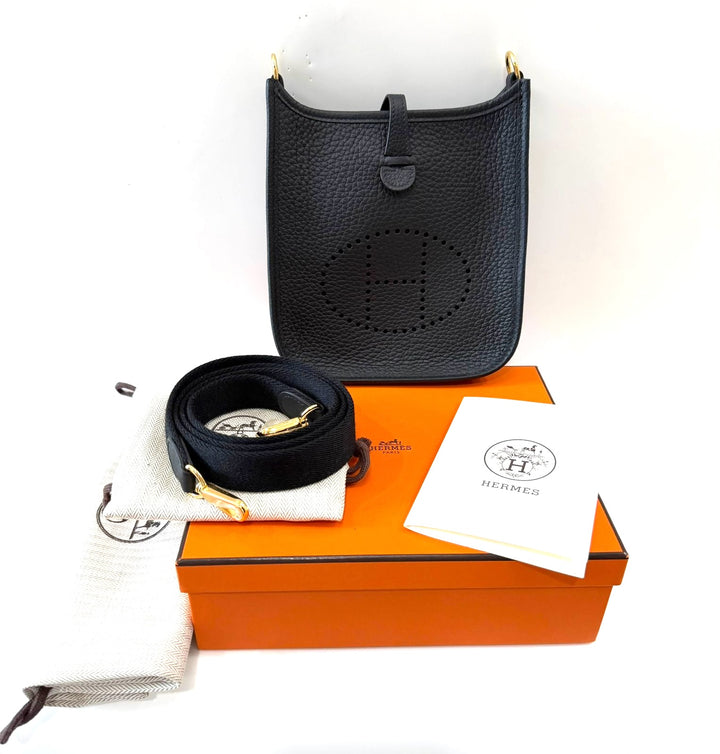 HERMÈS EVELYNE 16 AMAZONE TAURILLON CLEMENCE LEATHER CROSSBODY BAG IN NOIR