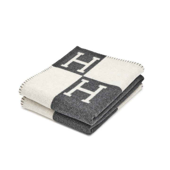 HERMÈS AVALON WOOL CASHMERE SIGNATURE CLASSIC THROW BLANKET