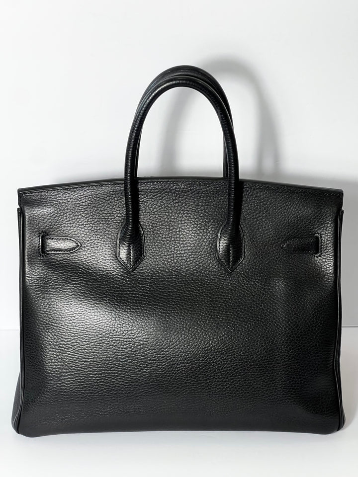 HERMÈS BIRKIN 35 ARDENNE LEATHER NOIR HANDBAG