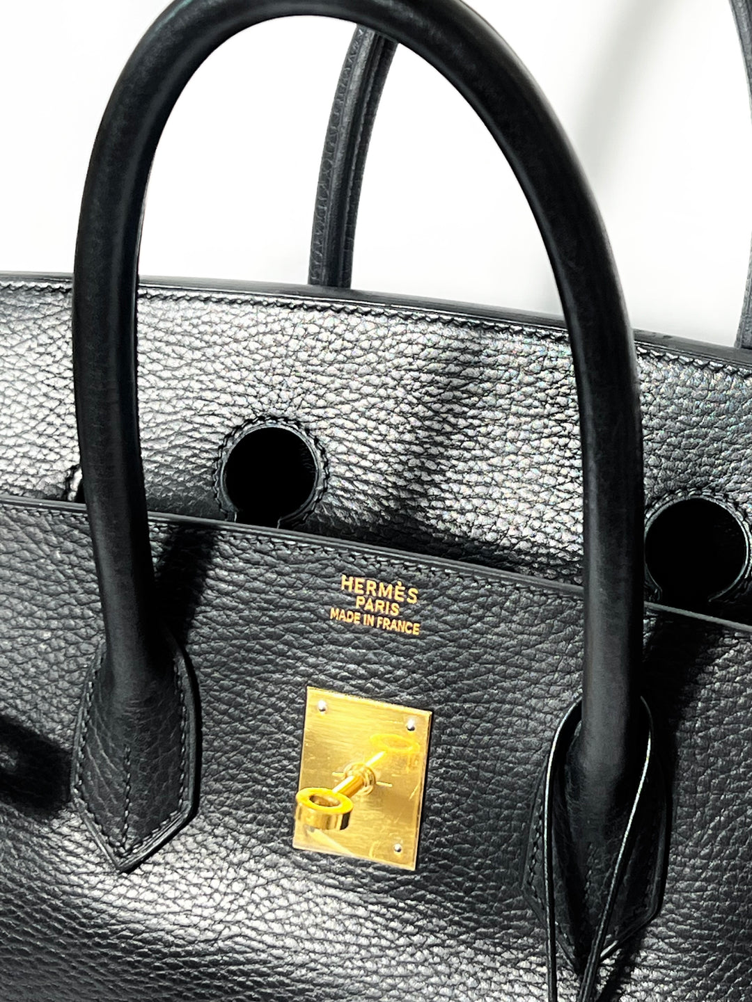 HERMÈS BIRKIN 35 ARDENNE LEATHER NOIR HANDBAG