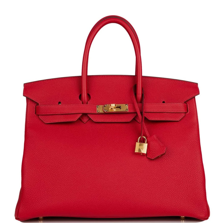 HERMÈS BIRKIN 35 RUBY CLÉMENCE LEATHER HANDBAG