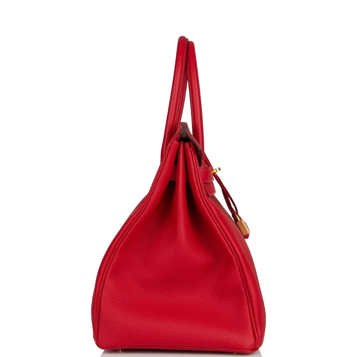 HERMÈS BIRKIN 35 RUBY CLÉMENCE LEATHER HANDBAG