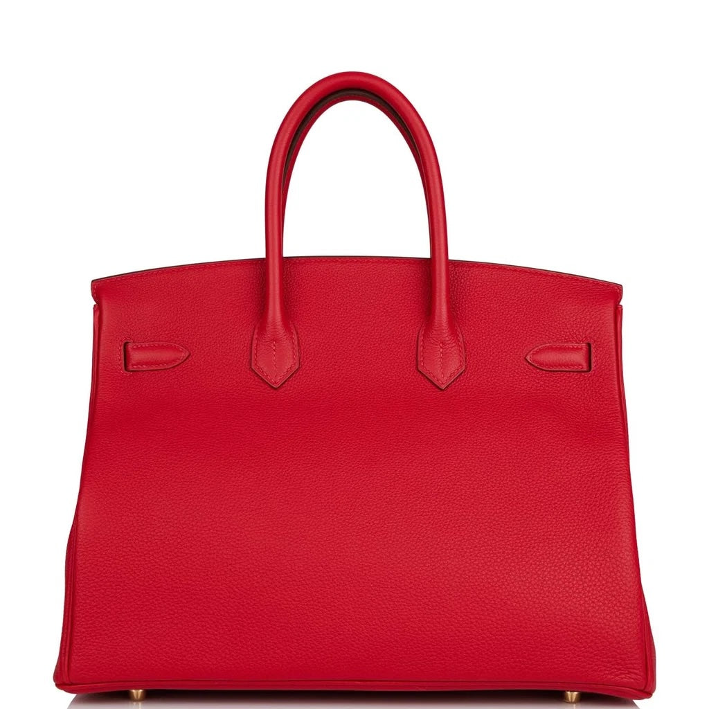 HERMÈS BIRKIN 35 RUBY CLÉMENCE LEATHER HANDBAG