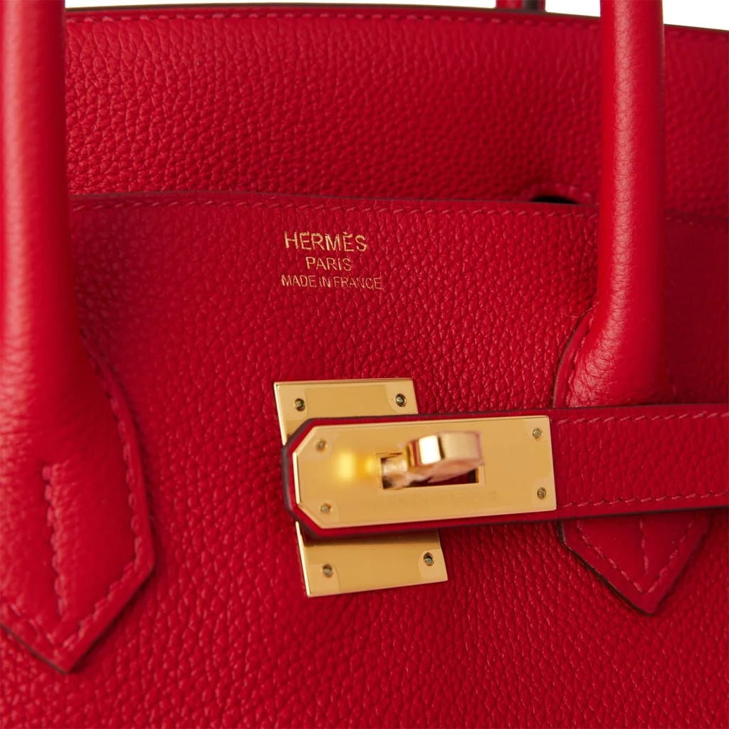 HERMÈS BIRKIN 35 RUBY CLÉMENCE LEATHER HANDBAG