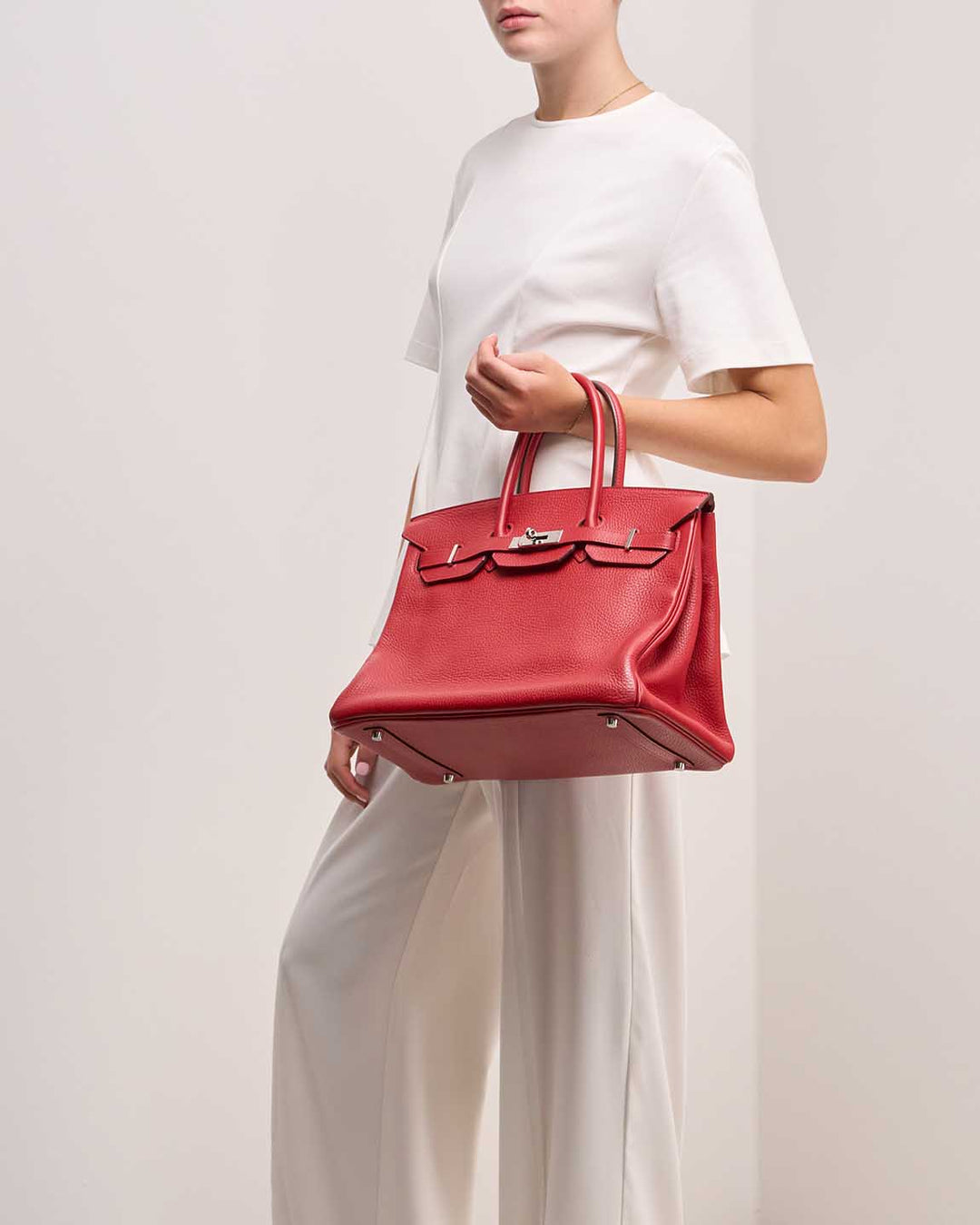 HERMÈS BIRKIN 35 RUBY CLÉMENCE LEATHER HANDBAG