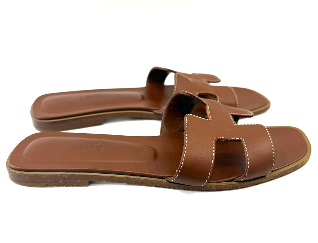 HERMÈS BOX CALFSKIN LEATHER ORAN MULES