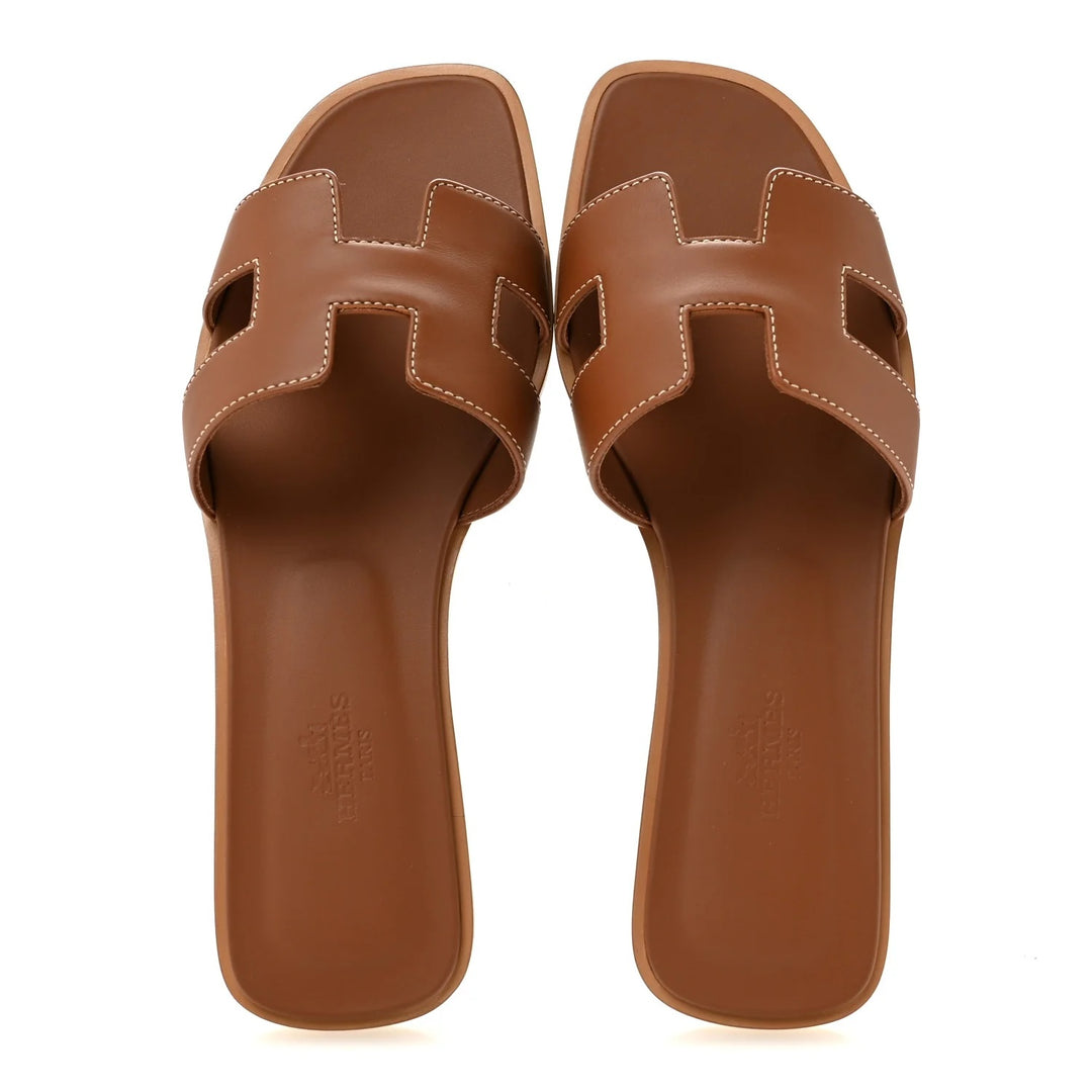HERMÈS BOX CALFSKIN LEATHER ORAN MULES