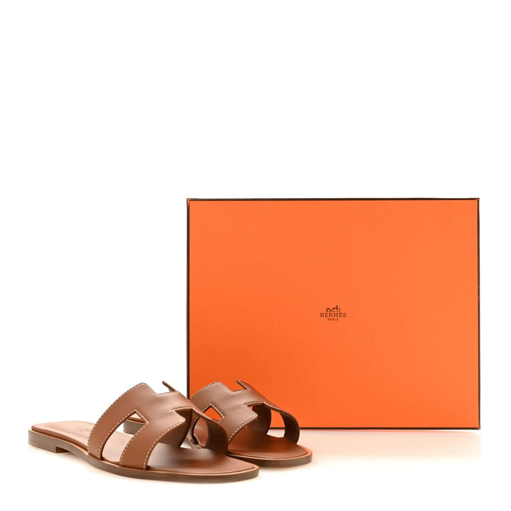 HERMÈS BOX CALFSKIN LEATHER ORAN MULES