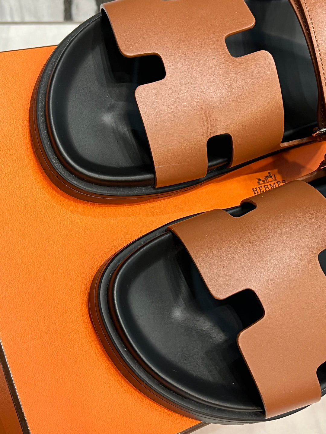 HERMÈS CALFSKIN LEATHER CHYPRE MULES