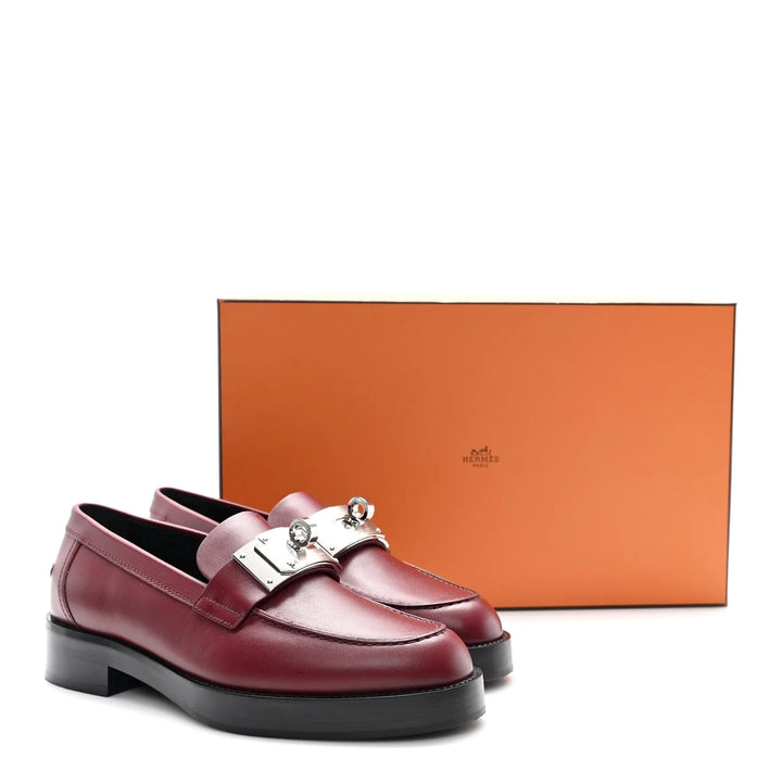 HERMÈS HOT KELLY BUCKLE CALFSKIN LEATHER LOAFERS