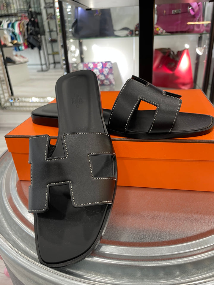 HERMÈS CALFSKIN LEATHER ORAN SANDALS MULES