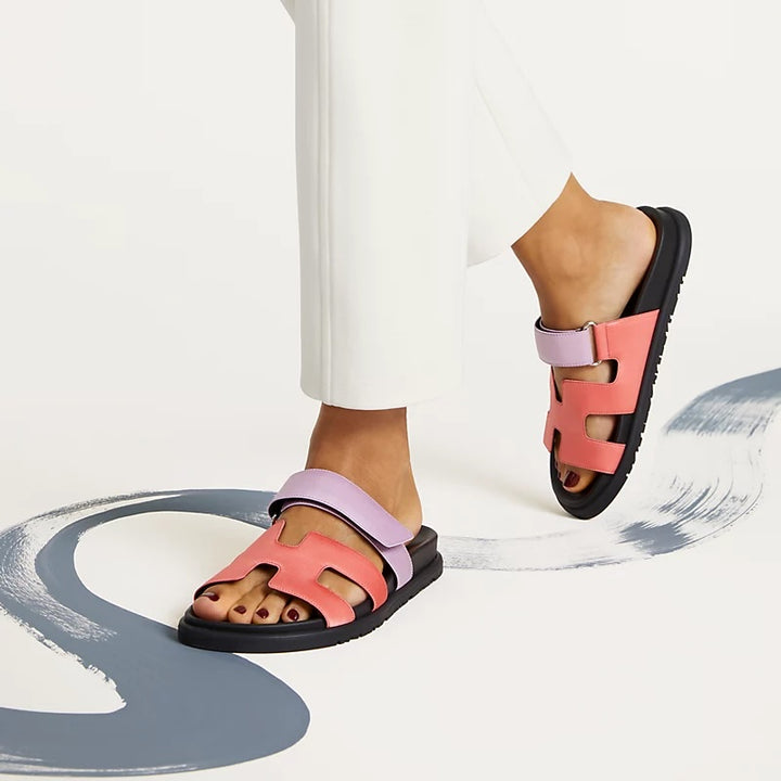 HERMÈS CHYPRE LEATHER MULES SANDALS
