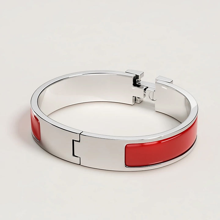 HERMÈS CLIC CLAC H ENAMEL BRACELET PM ROUGE AMARANTE