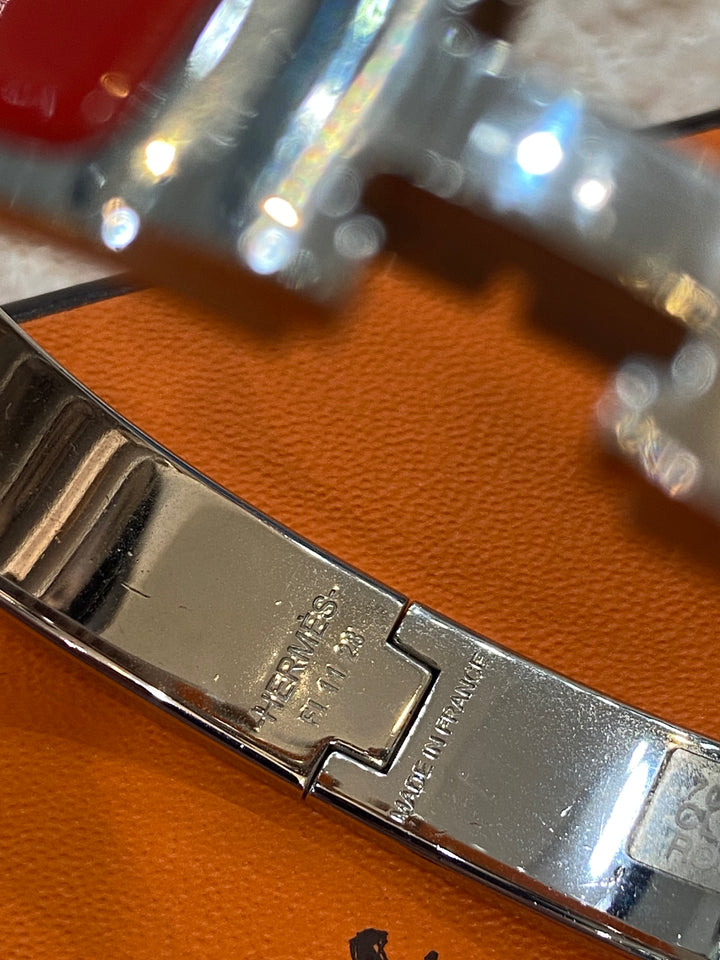 HERMÈS CLIC CLAC H ENAMEL BRACELET PM ROUGE AMARANTE