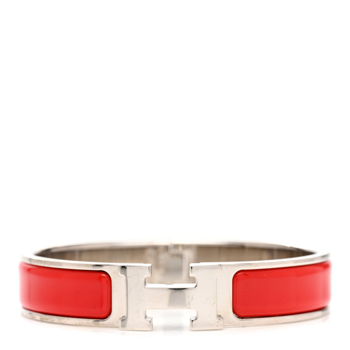 HERMÈS CLIC CLAC H ENAMEL BRACELET PM ROUGE AMARANTE