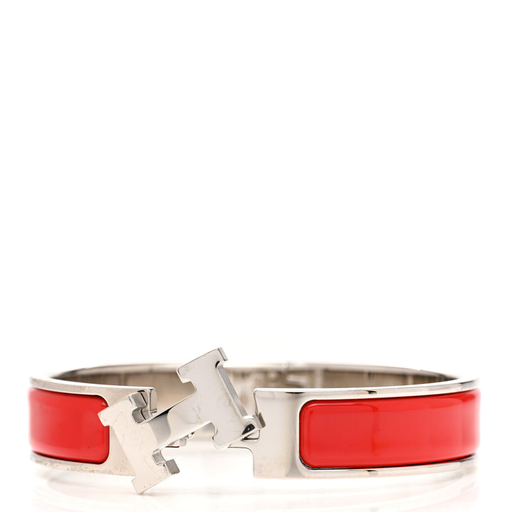 HERMÈS CLIC CLAC H ENAMEL BRACELET PM ROUGE AMARANTE