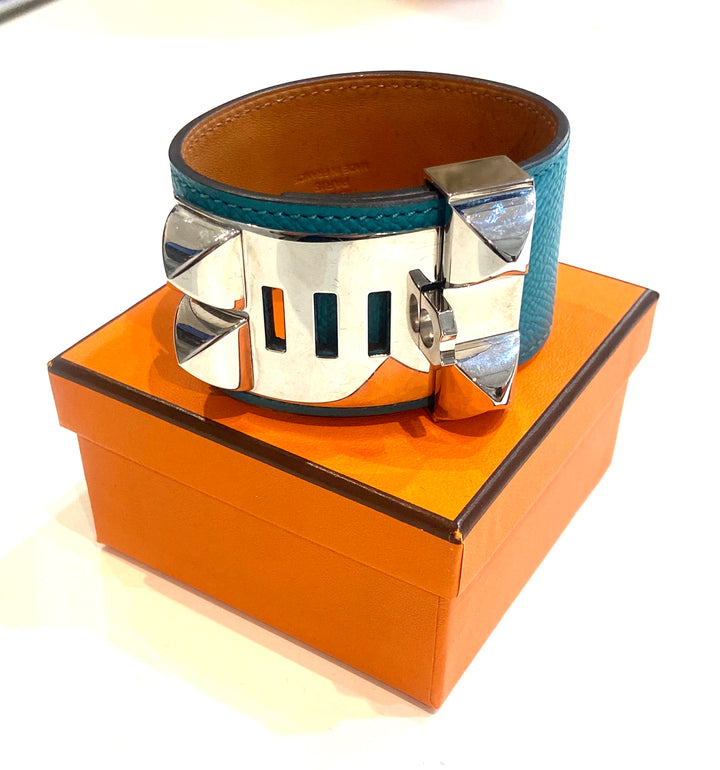 HERMÈS COLLIER DE CHIEN CUFF EPSOM LEATHER BRACELET