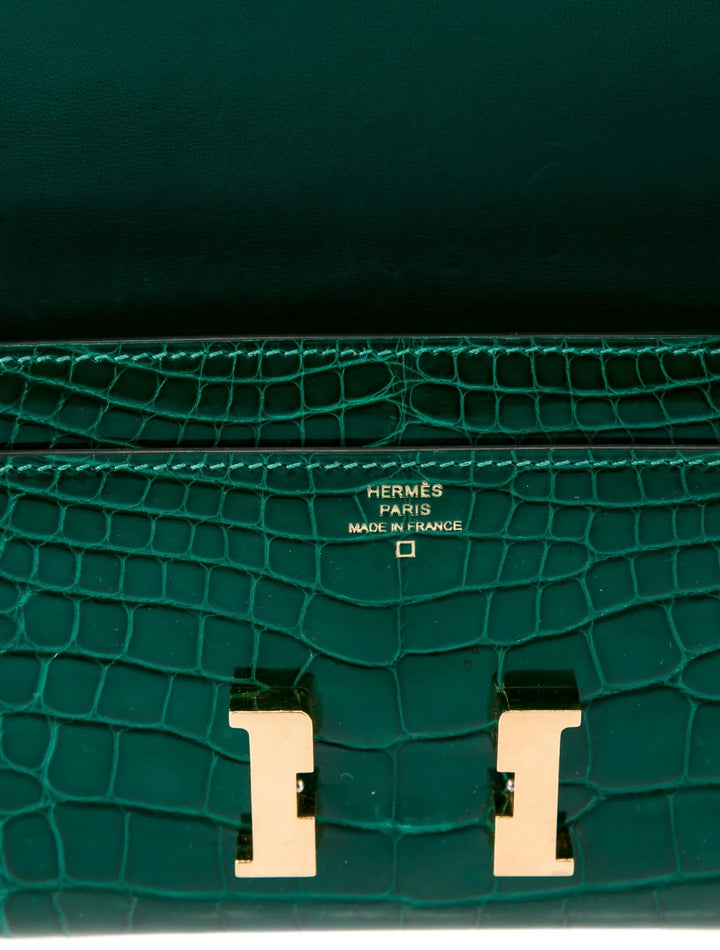 HERMÈS ALLIGATOR CROC LEATHER CONSTANCE LONG WALLET