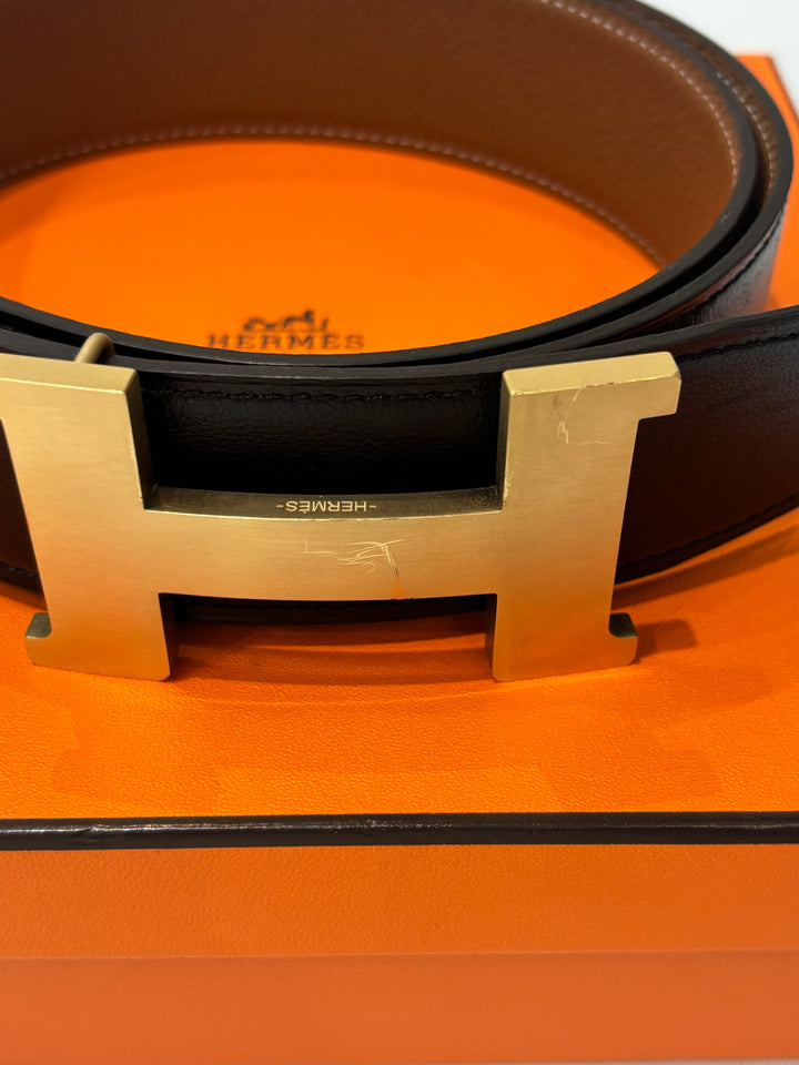 HERMÈS CONSTANCE CALFSKIN LEATHER REVERSIBLE BELT