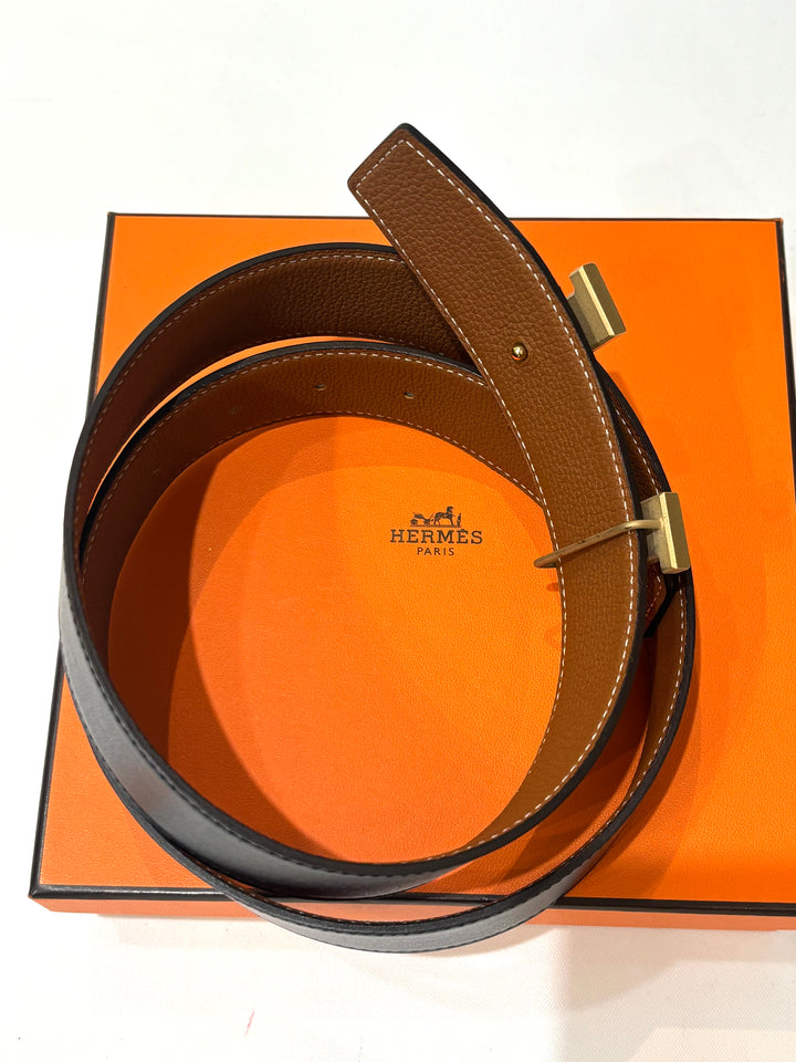 HERMÈS CONSTANCE CALFSKIN LEATHER REVERSIBLE BELT