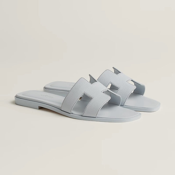 HERMÈS EPSOM CALFSKIN LEATHER ORAN H SANDALS MULES