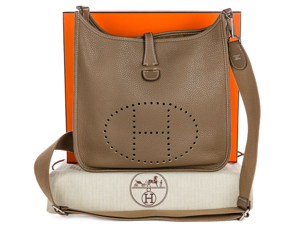 HERMÈS EVELYNE III GM TAURILLON CLEMENCE LEATHER CROSSBODY BAG – ETOUPE