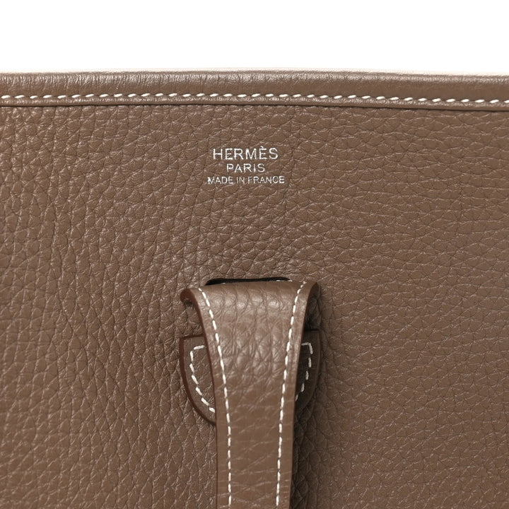HERMÈS EVELYNE III GM TAURILLON CLEMENCE LEATHER CROSSBODY BAG – ETOUPE