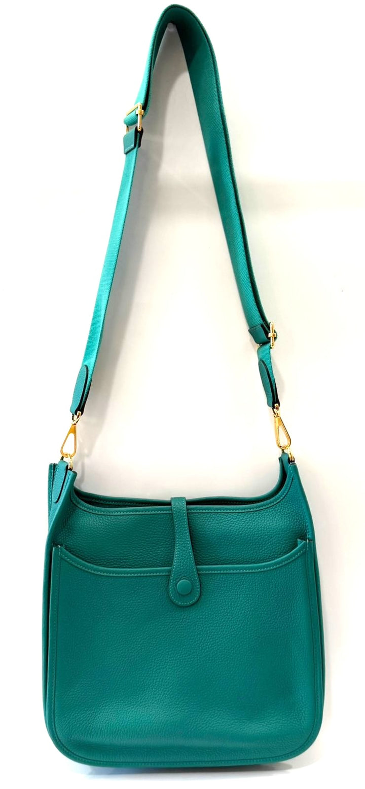 HERMÈS EVELYN 29 III PM MALACHITE EPSOM LEATHER CROSSBODY
